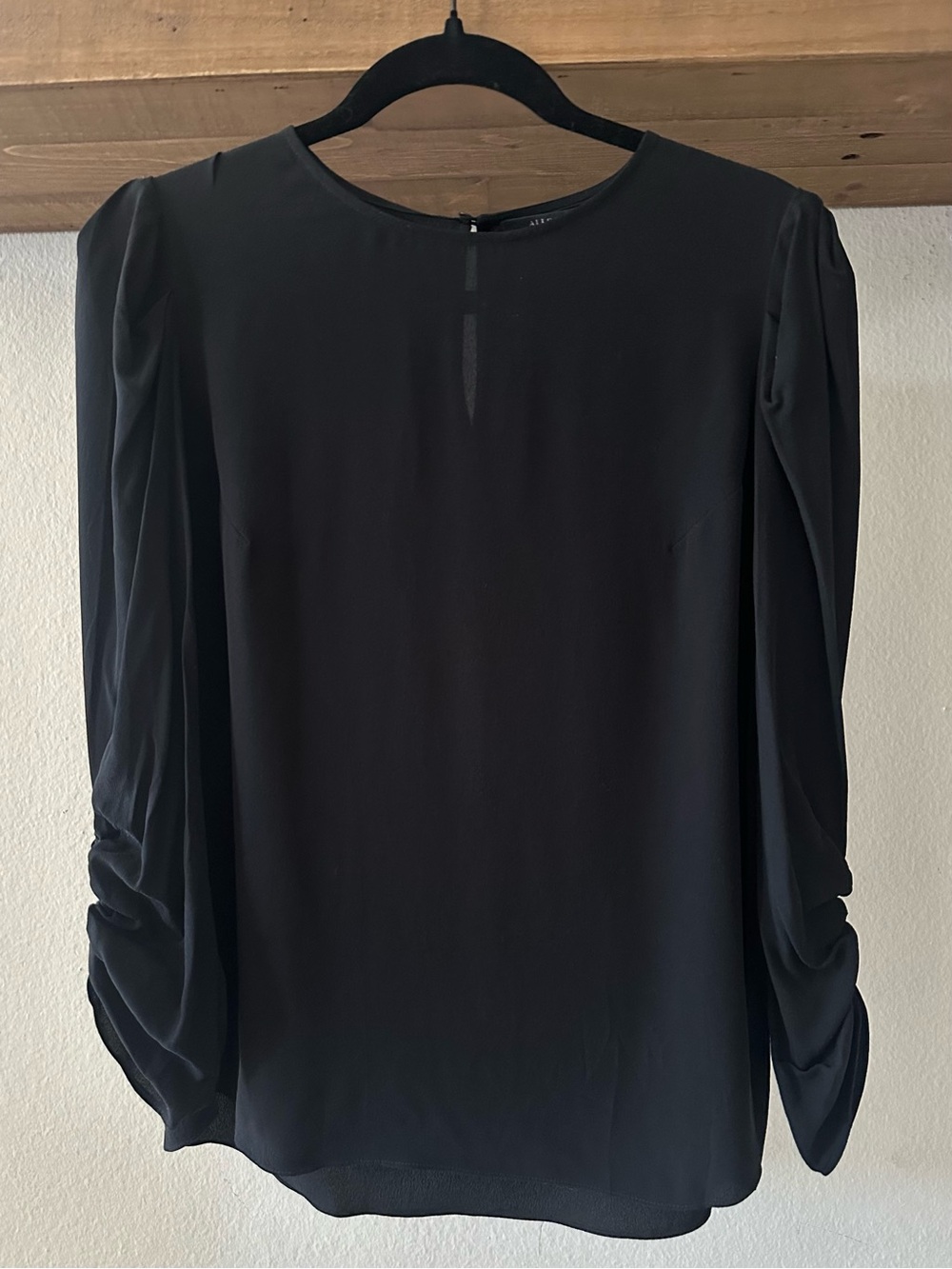 NWOT AllSaints Crepe Puff Sleeve Top, 3/4 Length Sleeve, Black, Sz US 6